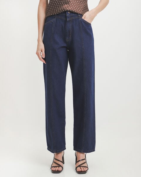 Straight Jeans Costuras Azul