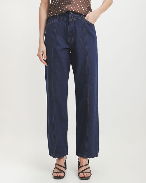 Straight Jeans Costuras Azul