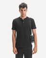 Playera Azul Henley,NEGRO