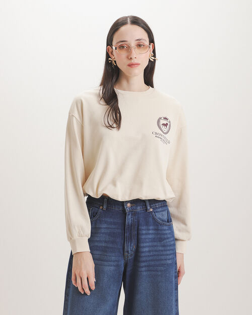 Sudadera Beige Estampada