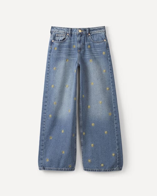 Jeans Wide Leg Bordado