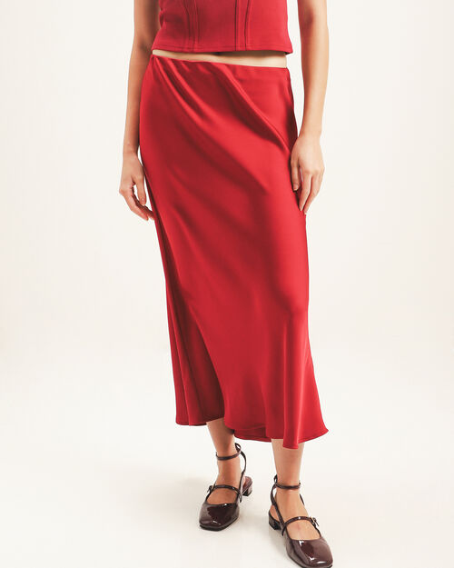 Falda Satinada Roja