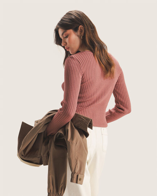 Top Rosa Manga Larga