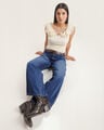 Jeans Fit Wide Leg Azul,AZUL ACERO