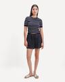 Short Textura Lino,AZUL MARINO
