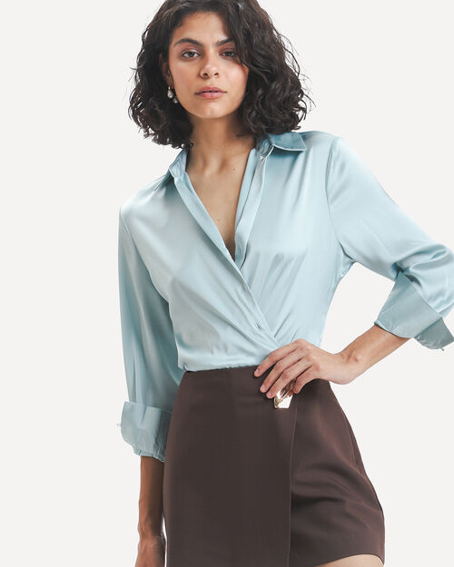Camisa Azul Satinada
