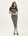 Vestido Midi Rayas,NEGRO P1