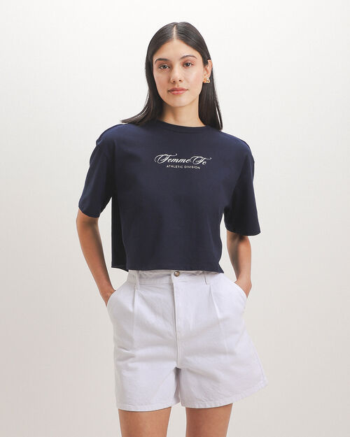Playera Azul Cropped