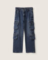Jeans Fit Baggy Cargo,AZUL ACERO