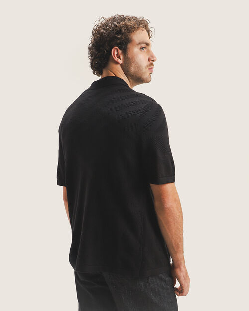 Polo Negra Tejido De Punto