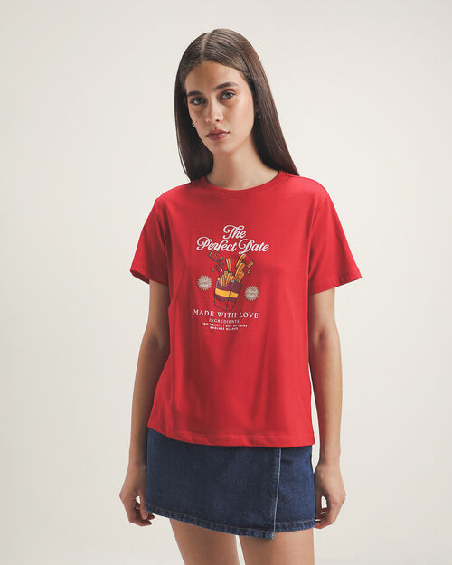 Playera Roja Con Estampado
