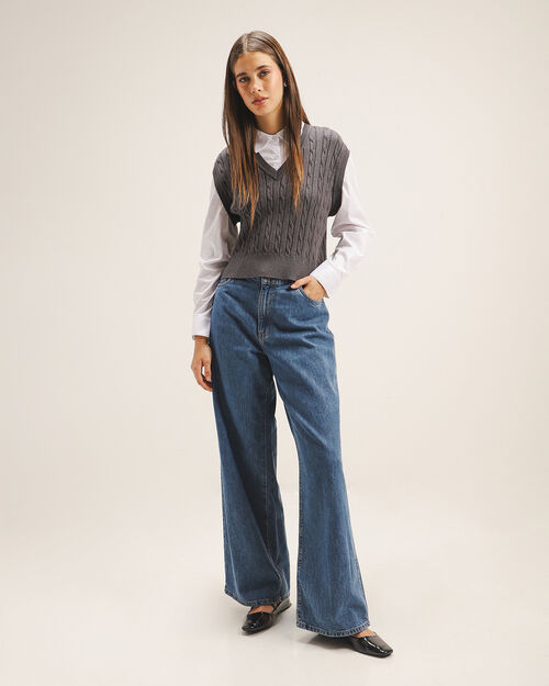 Jeans Azul Fit Wide Leg