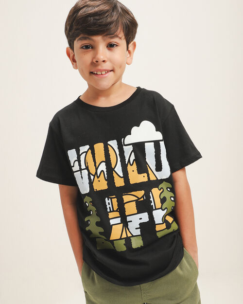 Playera Negra Estampada
