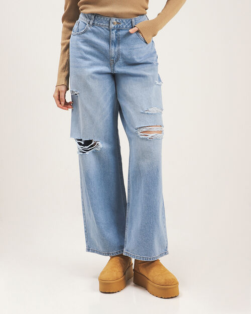 Jeans Azul Fit Wide Leg