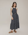 Vestido Halter Con Cinturón,AZUL MARINO