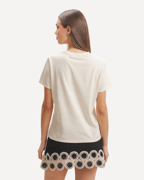 Playera Beige Dise&ntilde;o Crochet