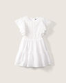 Vestido Corto Volantes,BLANCO