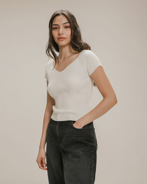 Crop Top Beige Acanalado