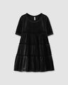 Vestido Manga Corta,NEGRO P1