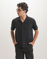 Camisa Relaxed Textura,NEGRO