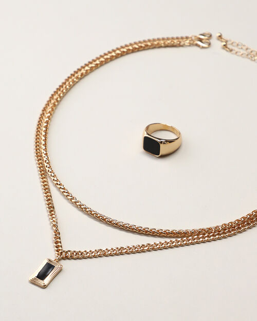 Set Collar Y Anillo Dorado