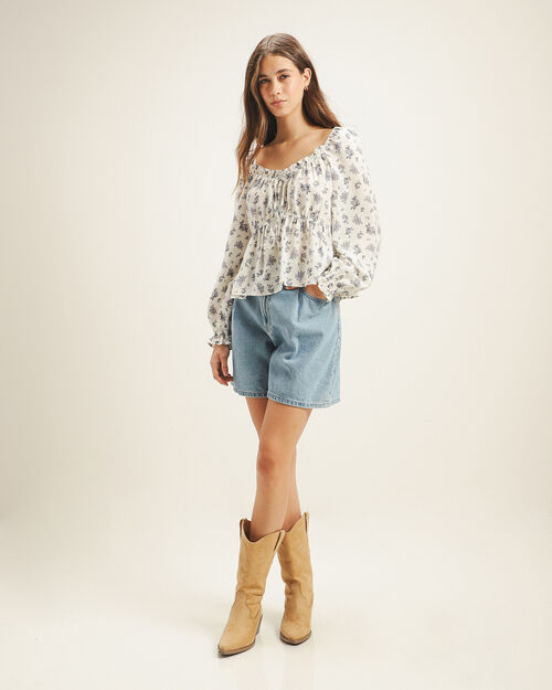 Blusa Manga Larga Flores