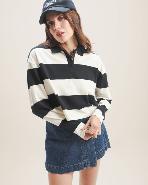 Polo Manga Larga Negra