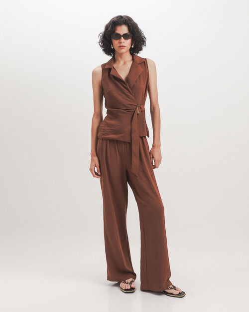 Pantal&oacute;n Caf&eacute; Wide Leg