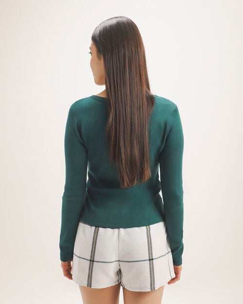 Top Manga Larga Verde