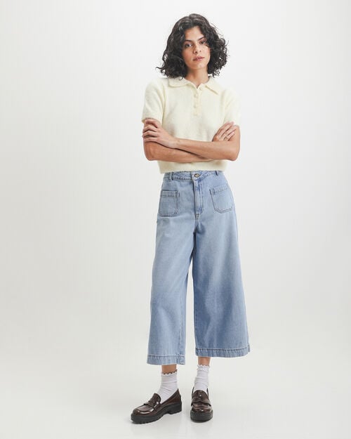 Jeans Culotte Bolsillos