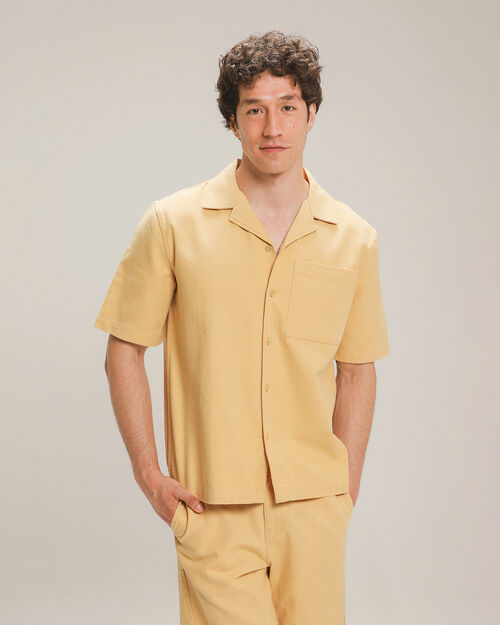 Camisa Cuello Resort Caqui
