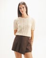 Top Beige Tejido,CREMA