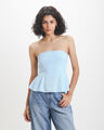 Top Peplum Caf&eacute;,AZUL PASTEL