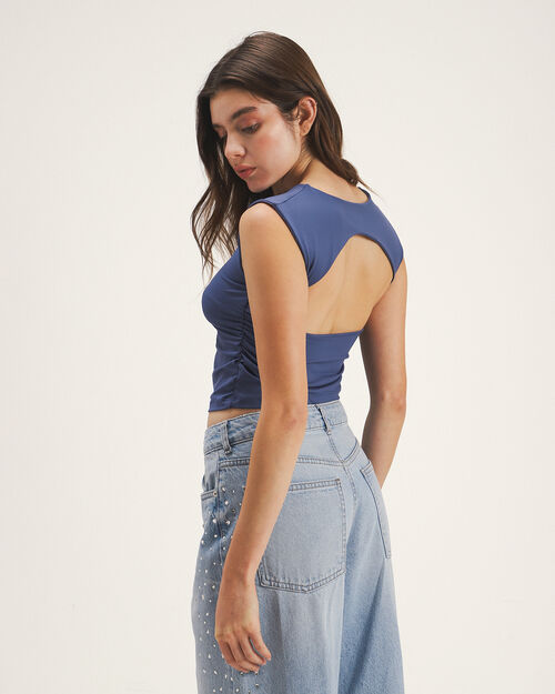 Top Sin Mangas Azul