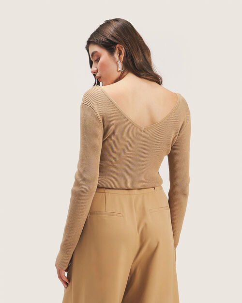 Top Manga Larga Caf&eacute;