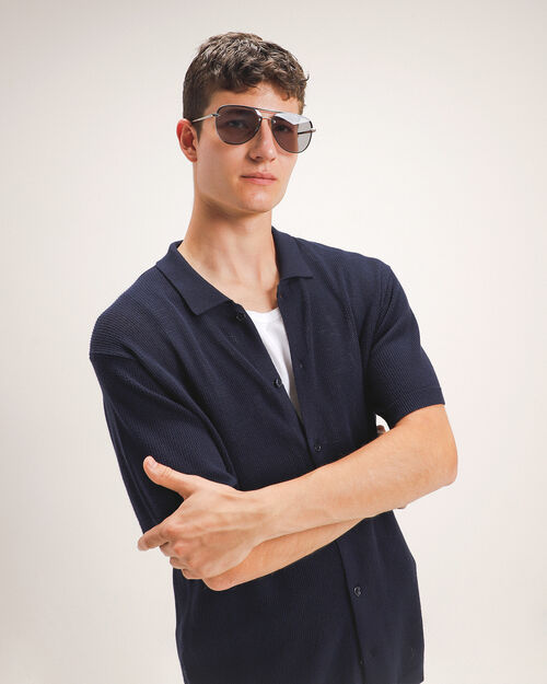 Camisa Azul De Punto