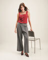 Crop Top Negro Botones,ROJO
