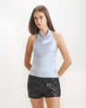 Blusa Halter Satinada,AZUL PASTEL