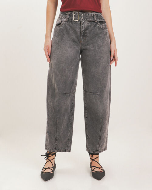 Barrel Jeans Gris