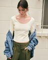 Top Manga Larga Beige,CRUDO
