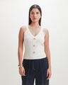Top Blanco Botones,BLANCO HUESO