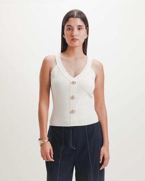 Top Blanco Botones
