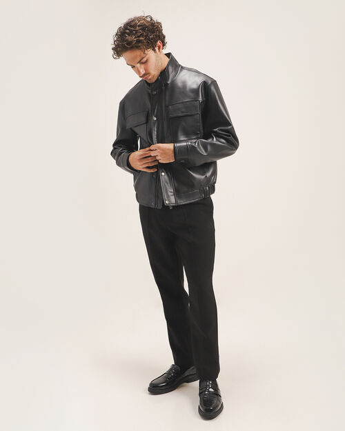 Chamarra Negra Efecto Piel