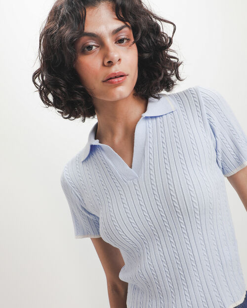 Polo Cropped Azul