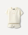 Conjunto Rosa Playera Y Short,BLANCO HUESO