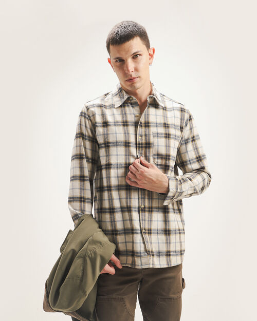 Camisa Cuadros Beige