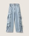 Jeans Wide Leg Cargo,AZUL CIELO