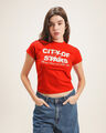 Playera Cropped Blanca,ROJO