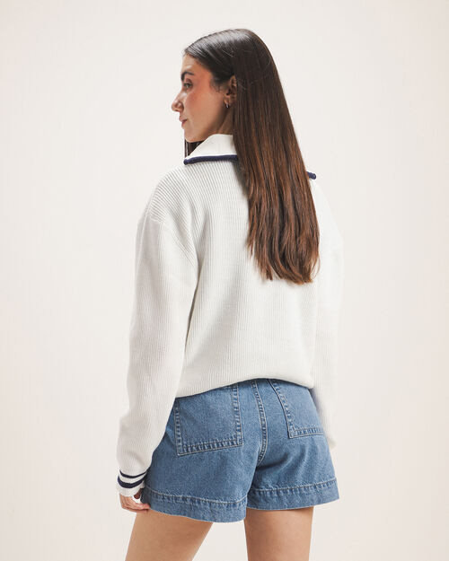 Su&eacute;ter Blanco Tejido