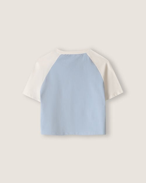 Playera Cropped Azul Ranglan